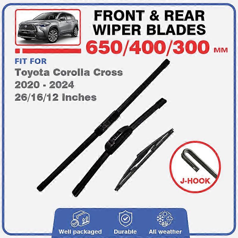 Applies to For Toyota Corolla Cross XG10 2020 2021 2022 2023 2024 Hybrid Front Rear Wiper Blade Windshield Window 26"16"12" Accessories