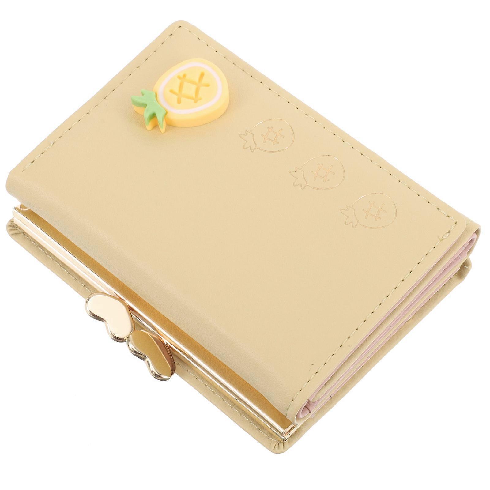 Light Yellow Coin Purse for Small Wallet Use Foldable Card Holder and Organizer