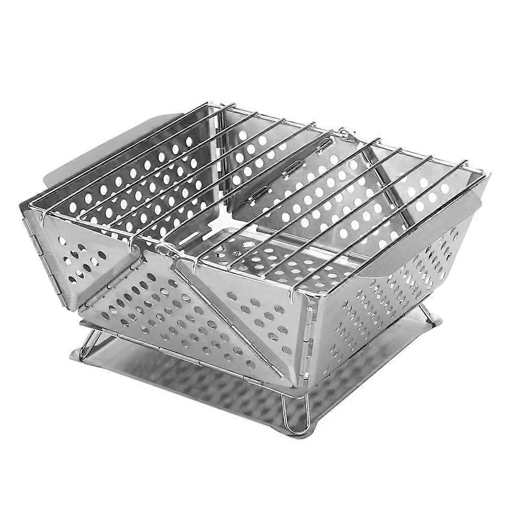 Portable Folding BBQ Grill Camping Split Stainless Steel Fire Pit Tent Stove Outdoor Picnic Accessories Ref: 4358