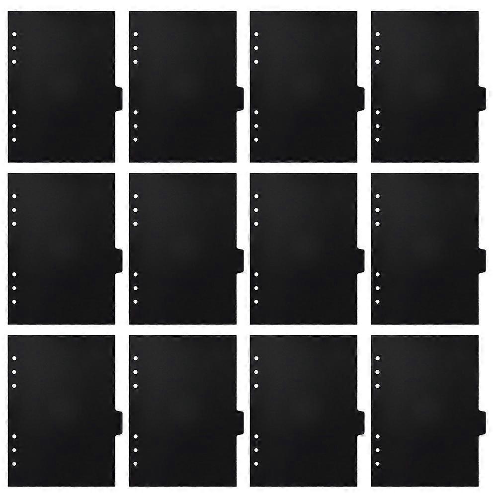 12Pcs Binder Dividers with Tabs for Study Office Use and Personal Planning Made from Black Pp Material