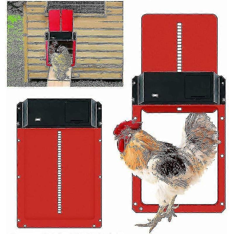 25-26 Automatic Chicken Coop Door Kit, Battery Powered Automatic Chicken Coop Door With Timer And Light Sensorred