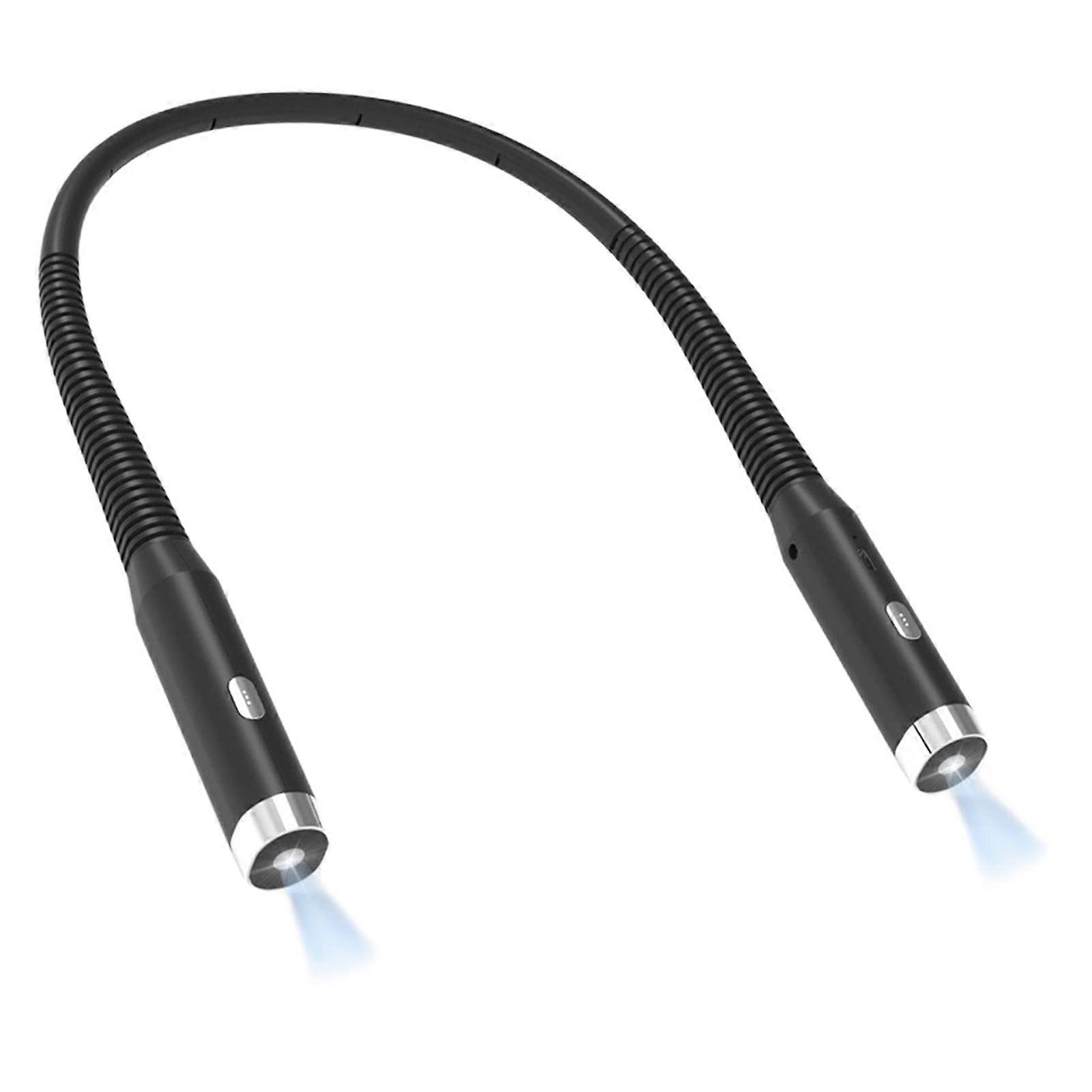 ZENGO Neck Reading Light, Book Light for Reading in Bed, 3 Colors, 6 Brightness Levels, Bendable Arms, Rechargeable, Long Lasting(Black)