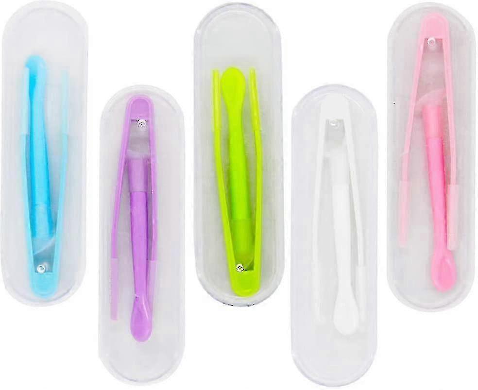 Contact Lens Stick Tool Case Set, 5 Pcs Portable with Inserter/Remover & Soft Tip Tweezer