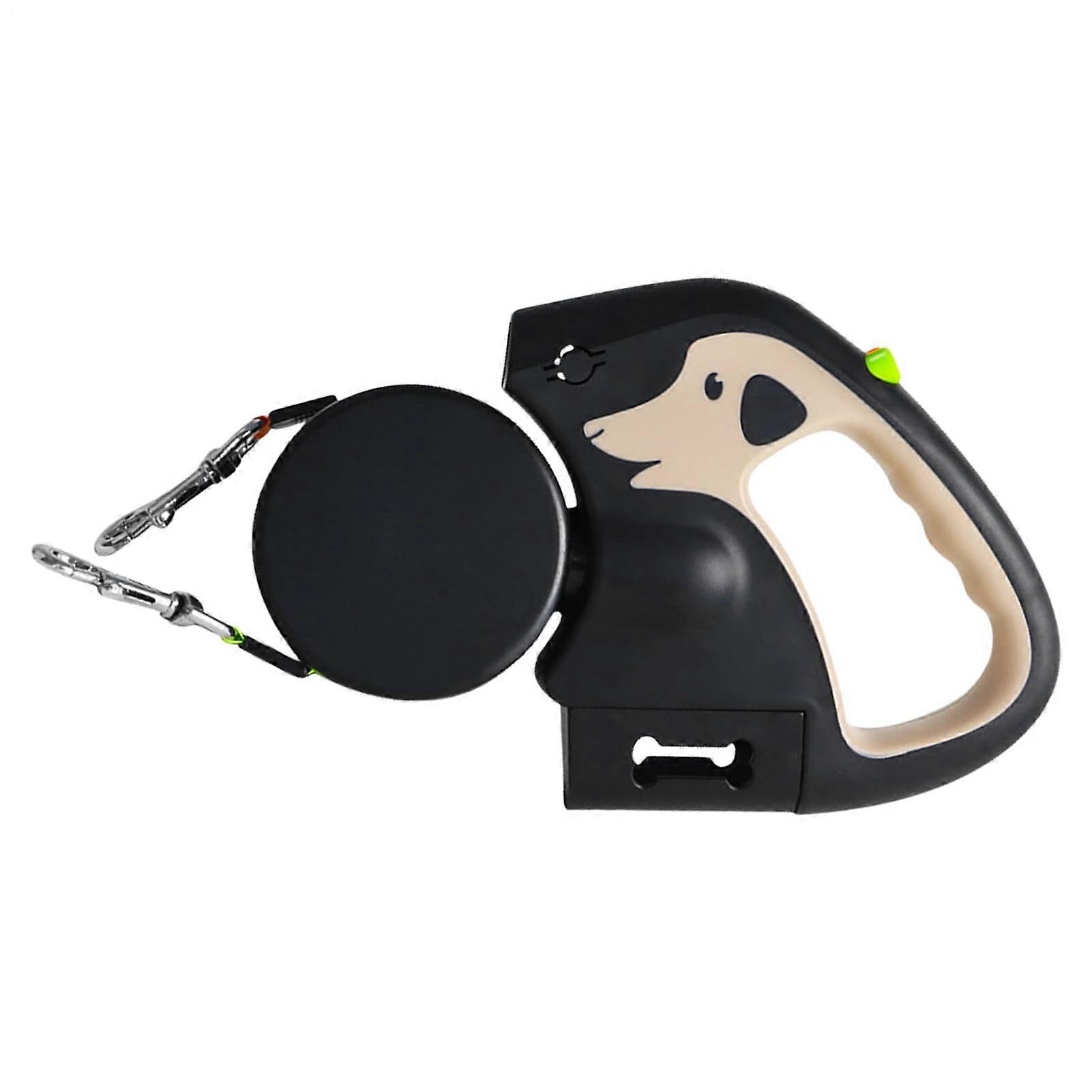 Pet Lead with Light 3 Meters Retractable Dog Leash DoubleHeaded Automatic Retractable Khaki Padded Handle Strong Clip