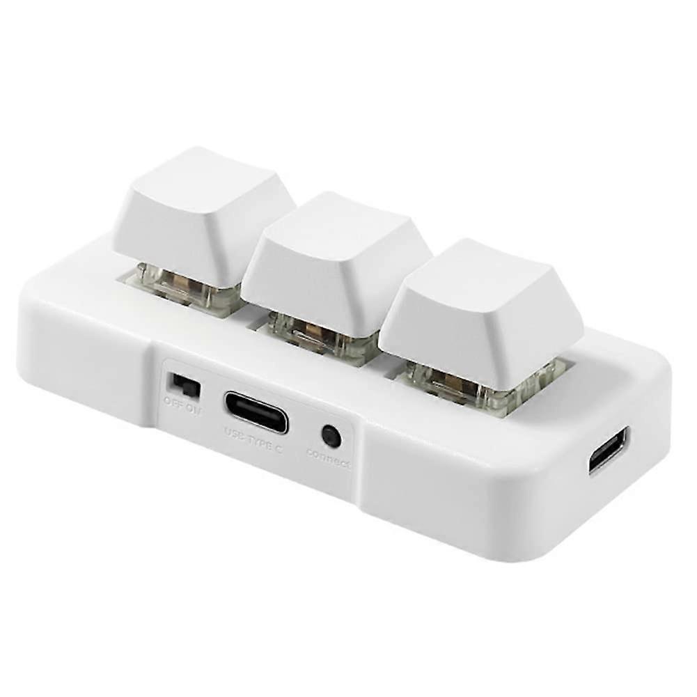 USB Custom Programming Macro Knob Keyboard  3Key Mini Macro Pad For Copy Paste Gaming  White Keyboard