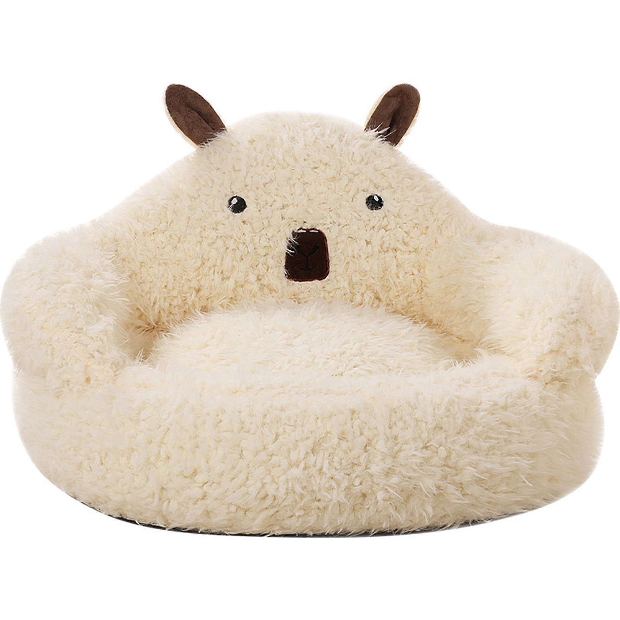 Cat Beds Indoor Plush Cat Bed With  Backrest Cave, Removable Washable Cushion, NonSlip Bottom, 50x55x23cm