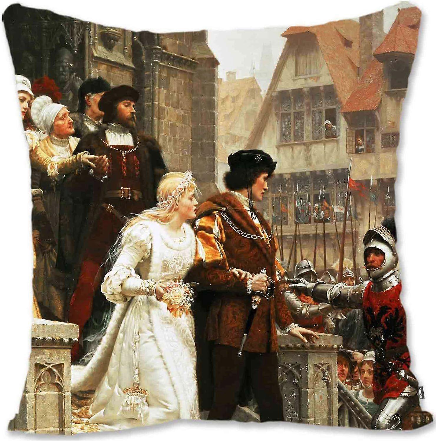 c786装飾的なトス枕カバーカバープロテクター中世の芸術 - エドモンド・レイトン - 新しいガバネスEB-武器の呼出Eb(A1-354)JK786