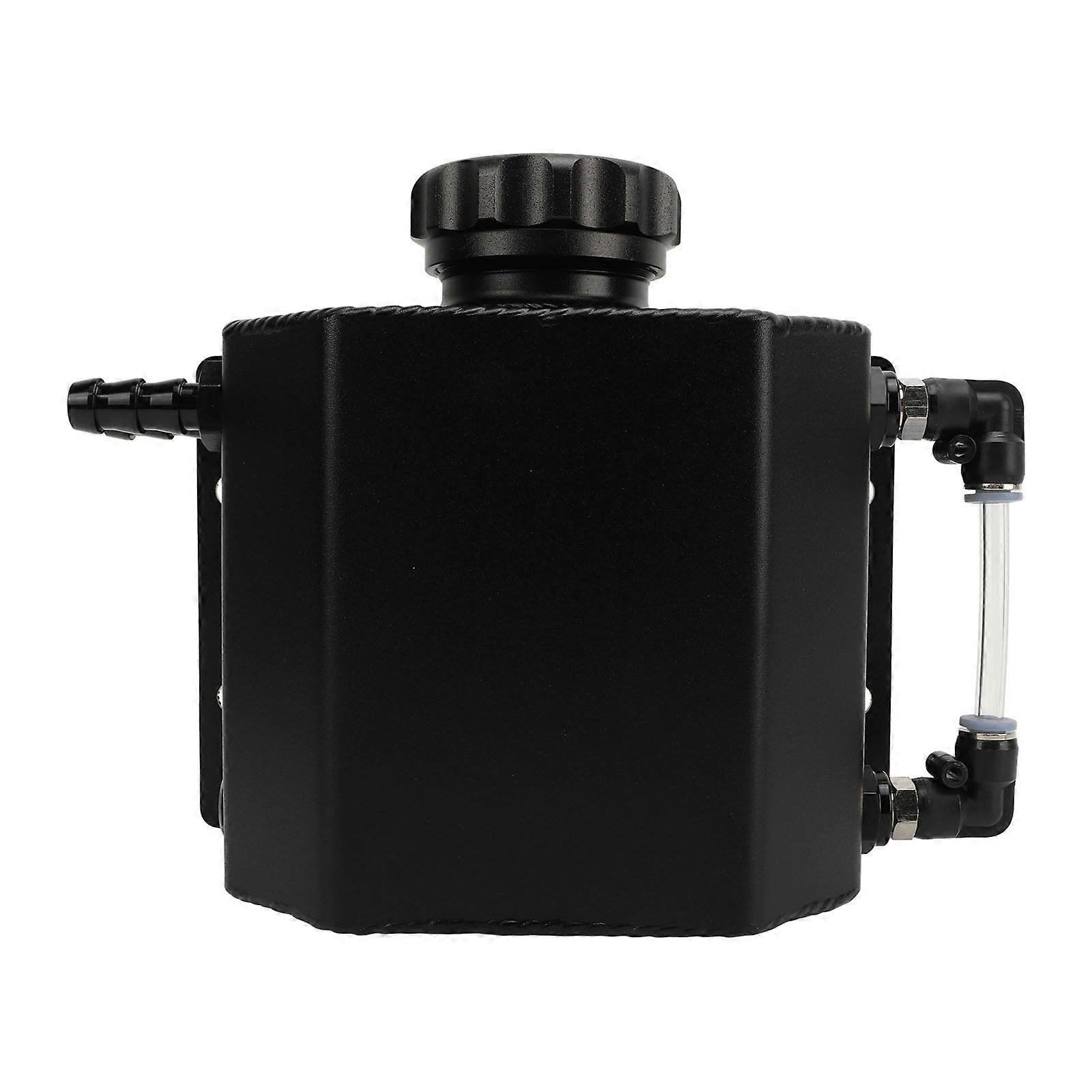 Universal Engine Coolant Expansion Tank 1L Aluminum Alloy Overflow Reservoir Bottle Tank Black 