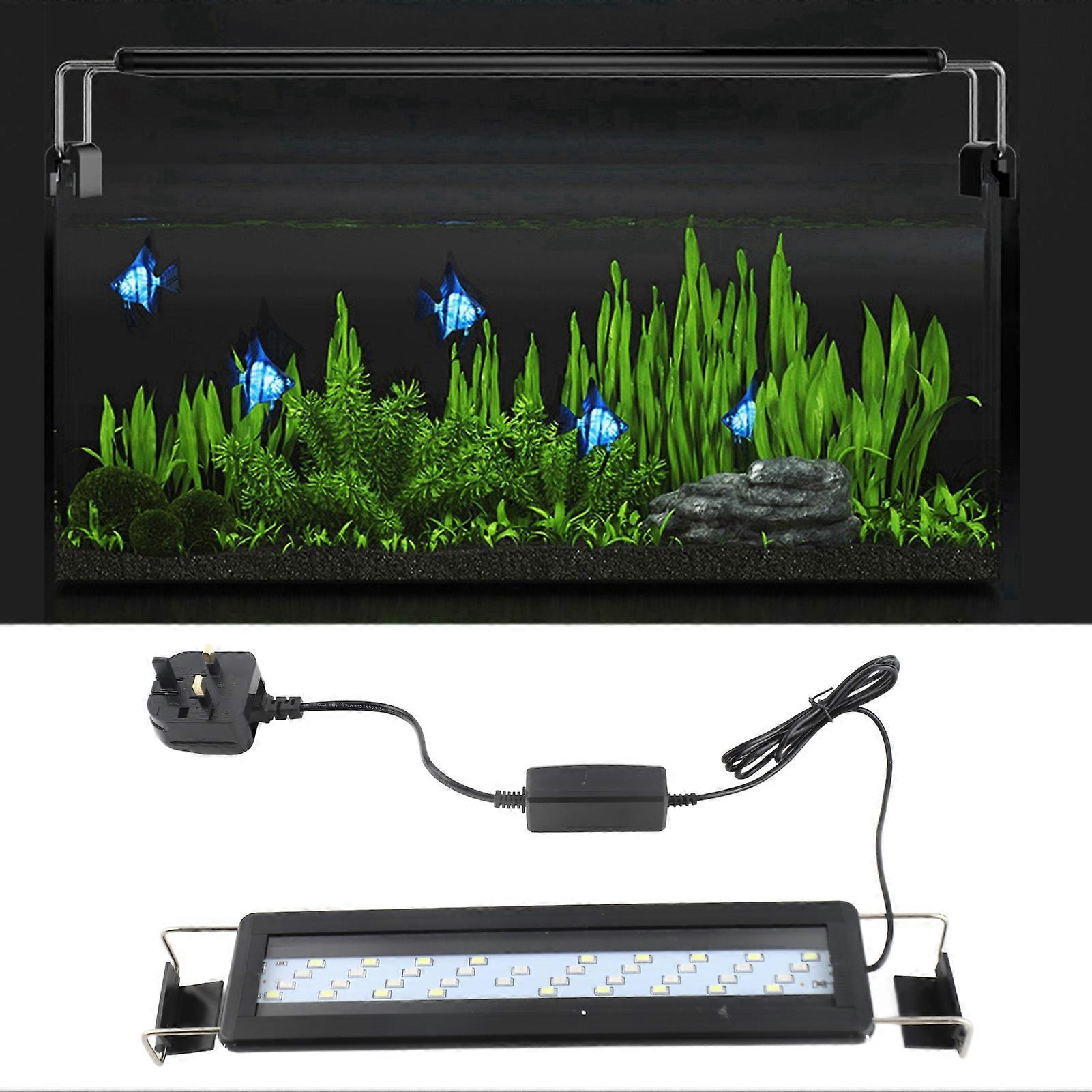 LED Aquarium Light Color Changing 3 Levels Adjustable 4 Rows Fish Tank Light with Extendable Brackets Black UK Plug 220V 