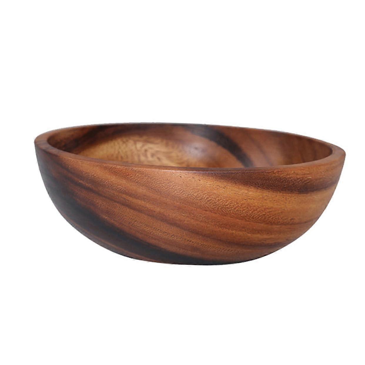 Thickened Wooden Salad Bowl Natural Material Food Serving Container For Fruits And Snacks Rice Soup