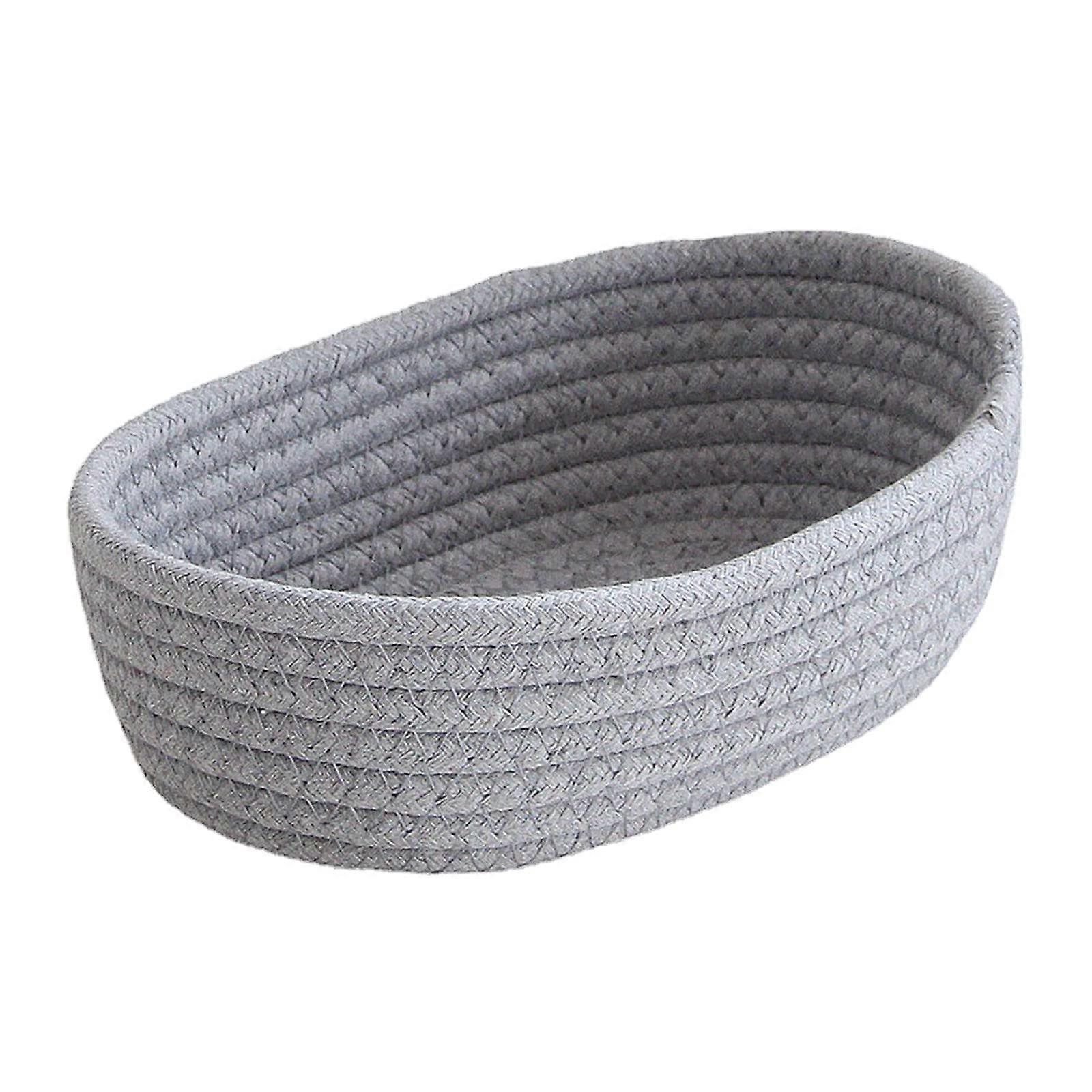 Small Woven Storage Mini Oval Decorative Rope Hamper Grey One Size For Home Textile Organization