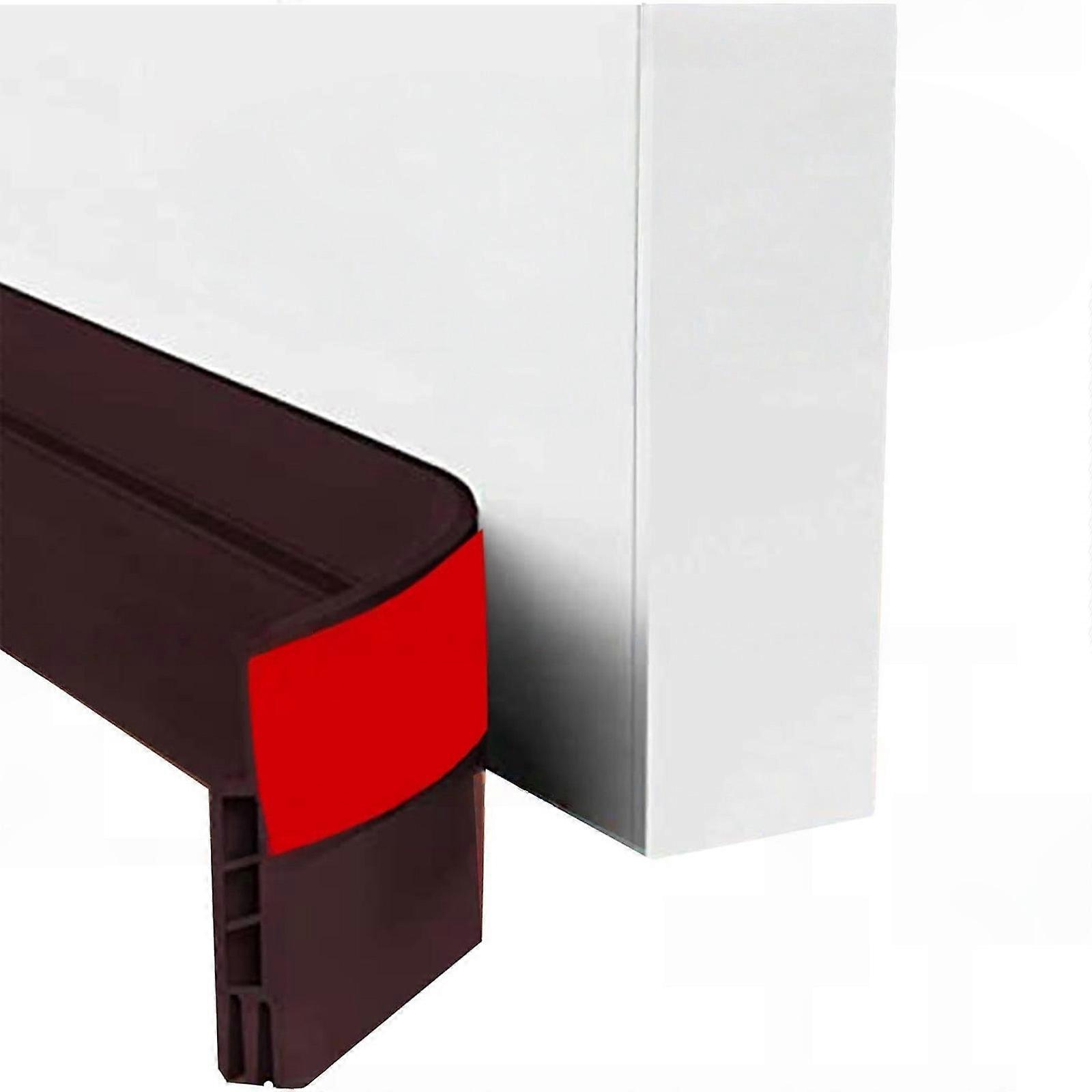 Rubber Under Door Sweeps Seal Strips For Noise Insulation Floor Protective Easy Installation Insulation Door Draft Stopper  Light Brown