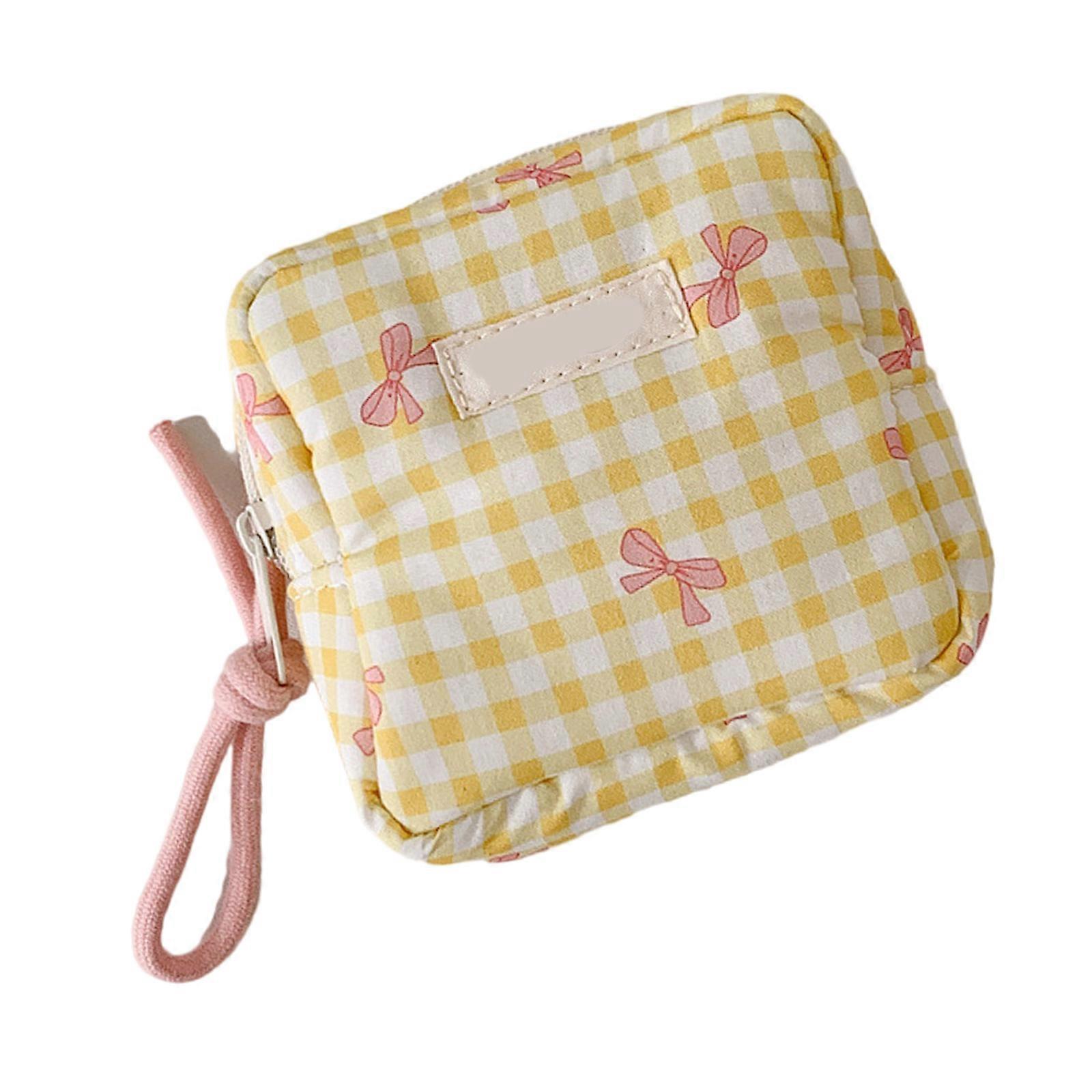 حقيبة مكياج ذات تصميم مربع منظمات مستحضرات تجميل مقاومة للماء للاستخدام اليومي للسفر تخزين اكسسوارات البوليستر الأصفر