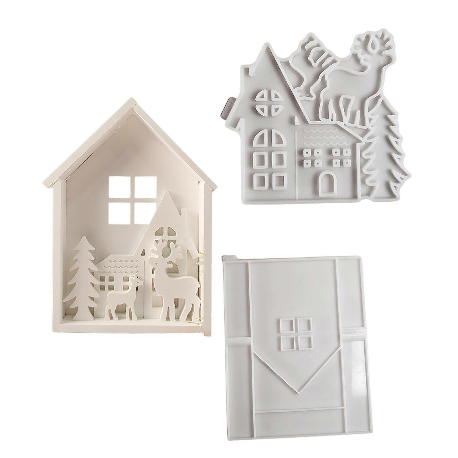 Holiday Themed Reindeer House Castes Molds In Flexible Silicone and Plaster Portable Accessory for Enthusiasts Multicolor