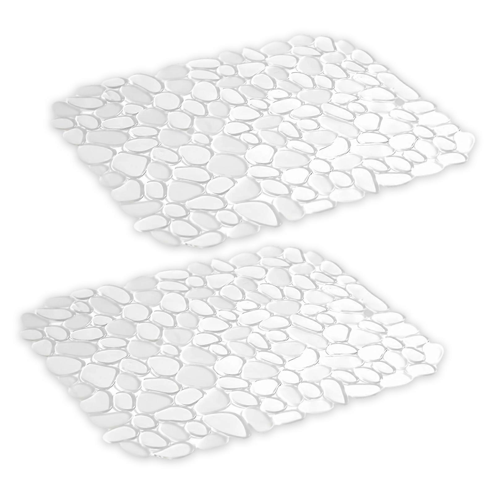 2PCS Stone Pattern Sink Protector Silicone Kitchen Mat Fast Dry Hollows Drainages Pad for Sink Scratch Prevention Multicolor