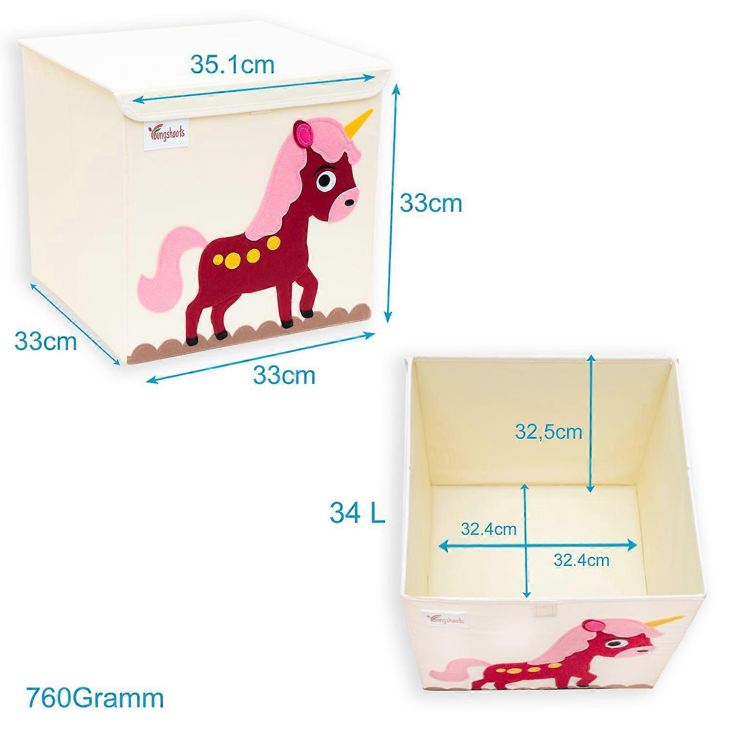 Storage Box with Lid for Kids - 35 x 33.5 x 33 cm Cube Box Container for Toys Blankets Clothes Compatible with Kallax Shelves