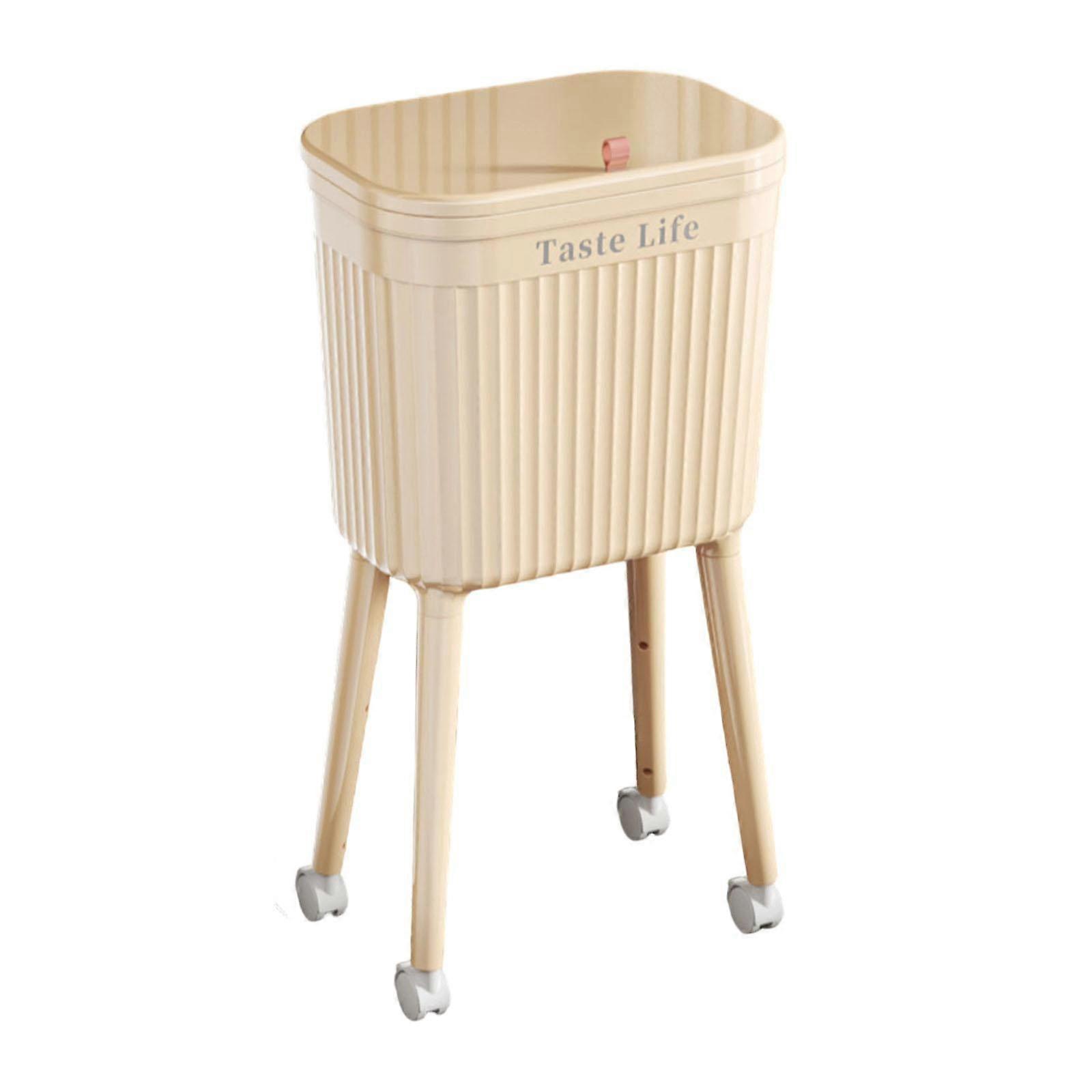 Trash Can with Wheel Garbage Bin Modern Doube Bucket 16L Wastebasket High Foot