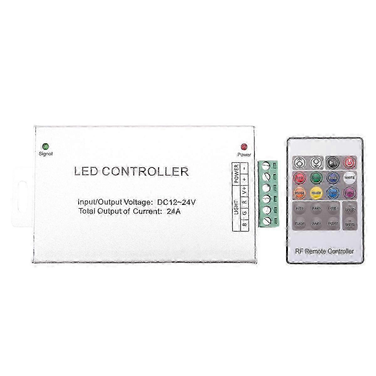 RGB Light Bar Dimming Control with 20-Key Remote, Low Pressure RF Colorful LED Controller, 12-24V