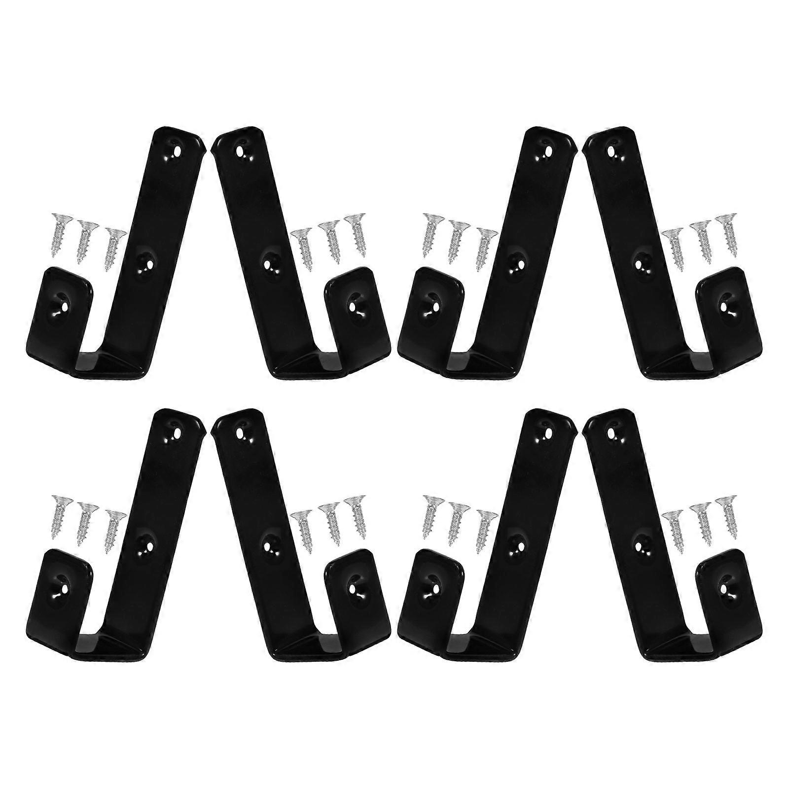 Black Iron Bunk Bed Ladder Brackets with 8Pcs J Hooks for Secure Installation