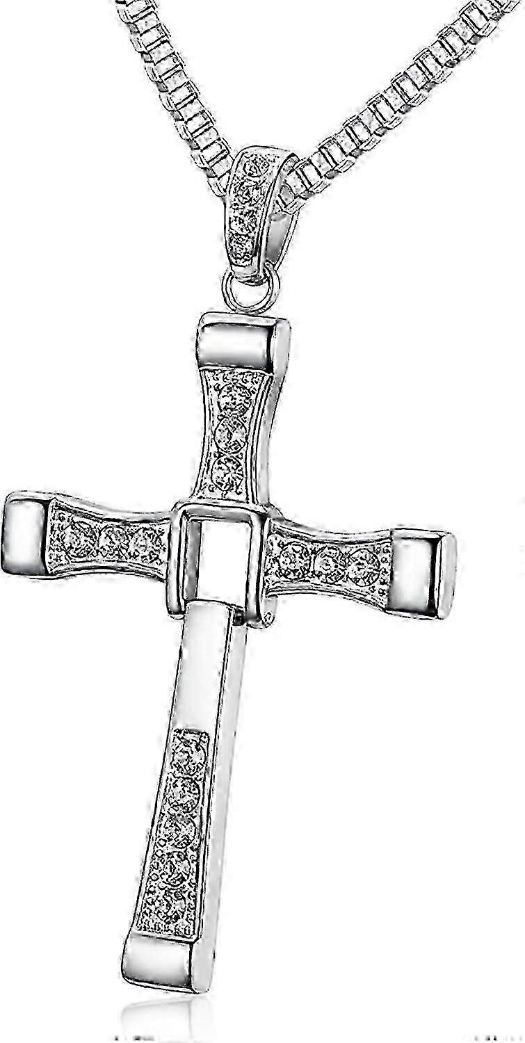 Srebro 925 Real Rhinestone Fast and Furious 7 Cross Charm dla mężczyzn Kobiety db