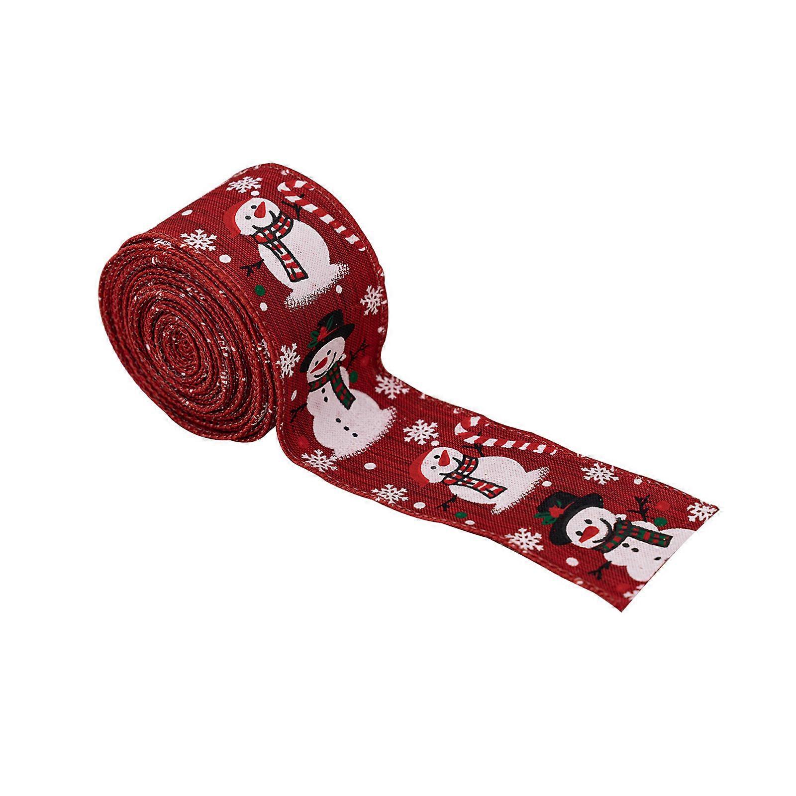 User friendly Snowman Pattern Ribbon Reusable Decorative Accent Christmas Party Supplies For Festival DIY And Event  Red