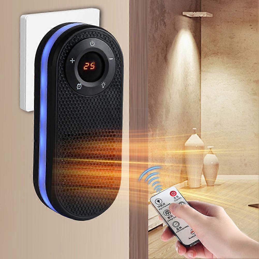 Mini Portable Heater, 1000W Ceramic Plug in Heater with 5-Coloured Lights, Remote Control, Display, 12H Timer & 2 Heat Settings