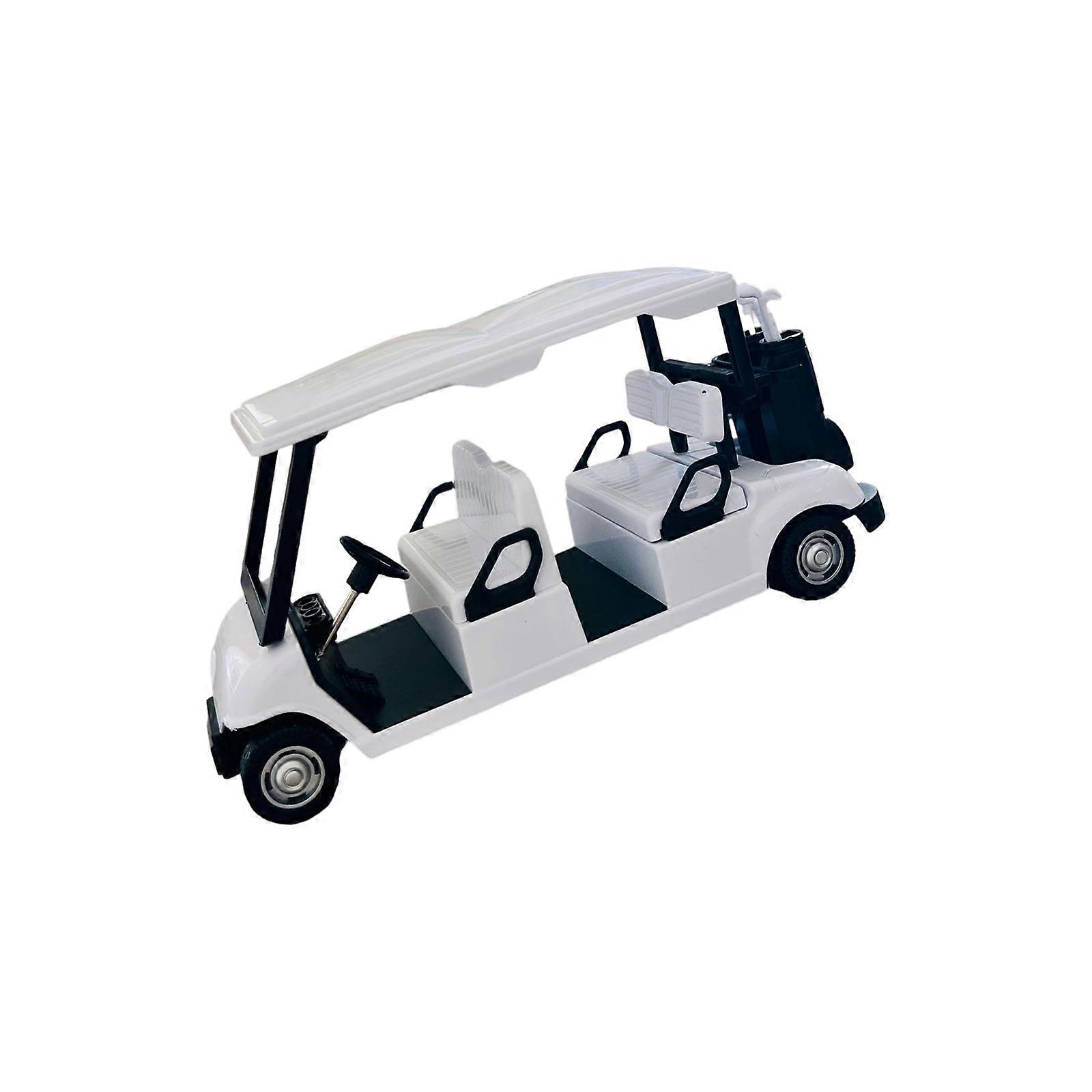 Participatory Tiny Golfing Cart With Spring Filled Disks Adult Toy Metal Home Deck Collectible  White