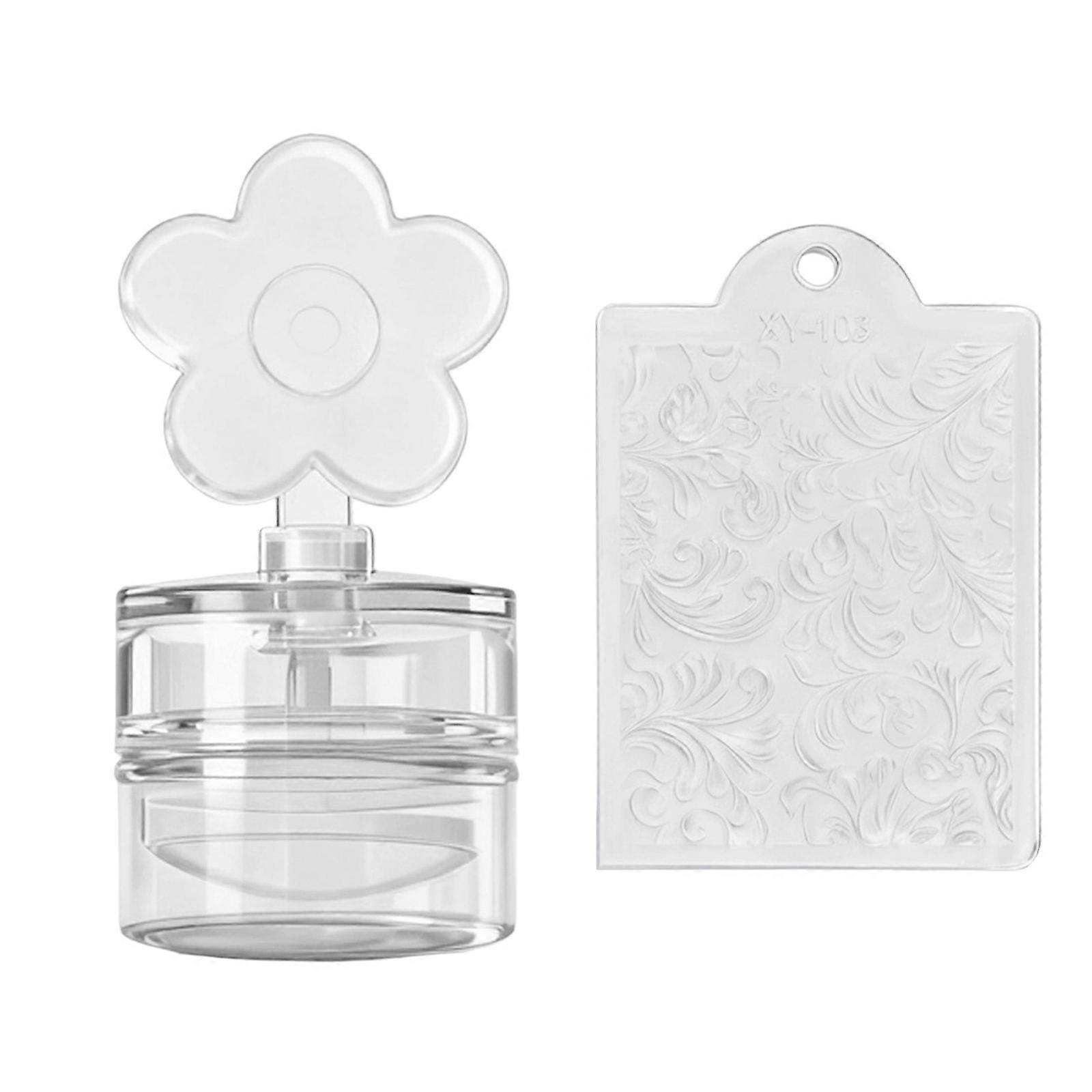 Floral Heart Patterned Nail Stamp with Scraper For Reusable Manicure Designs Featuring Clear Silicone Pad  small