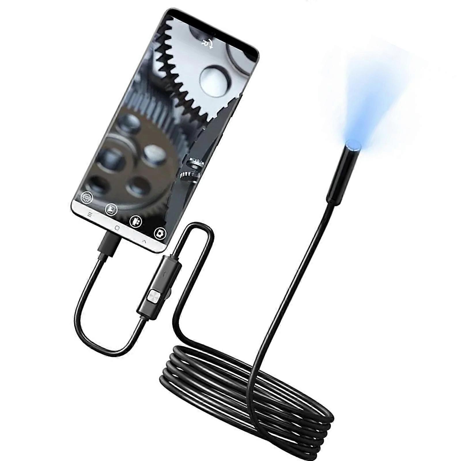 N 7mm USB Type C Endoscope IP67 Waterproof Flexible Camera Adjustable LED Light For Smartphones Tablets Automotive Inspection Tools Multicolor