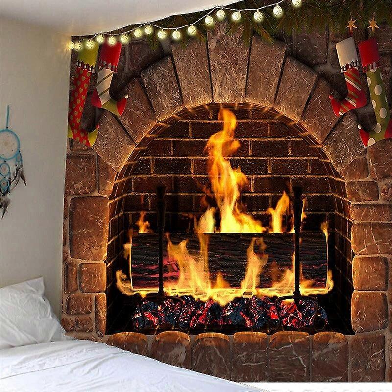 Decor Christmas fireplace Tapestry Wall Hanging Throw Home Bedspread Backdrop