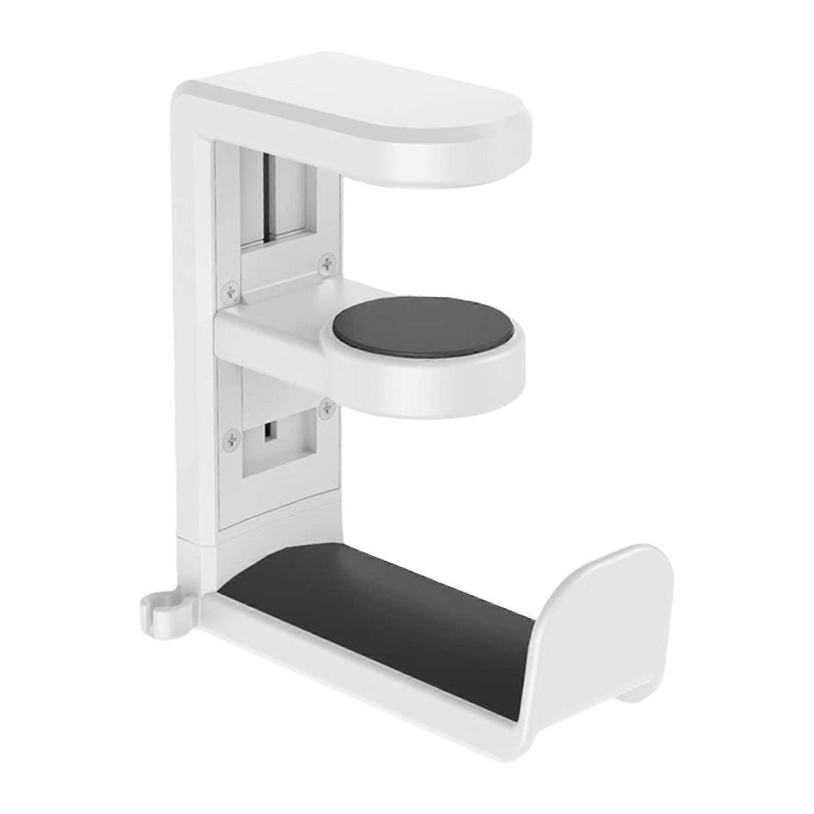 Lightweight Under Desk Headset Stand Holder Rack with Rotating Hook Adjustable Clamp for Organized Gaming Setup  White