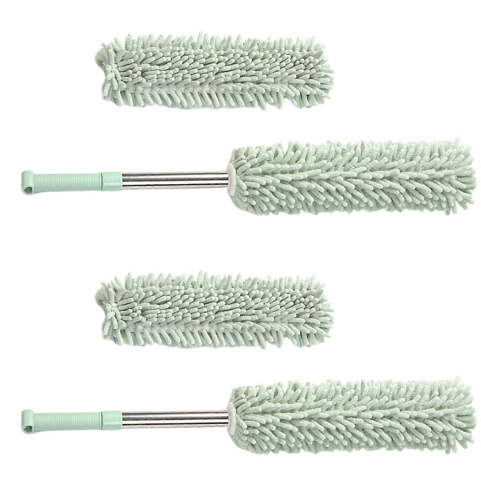 Easy to Clean Telescopics Dusting Wand with Soft Brush and Adjustable Length for Various Heights  Light Green
