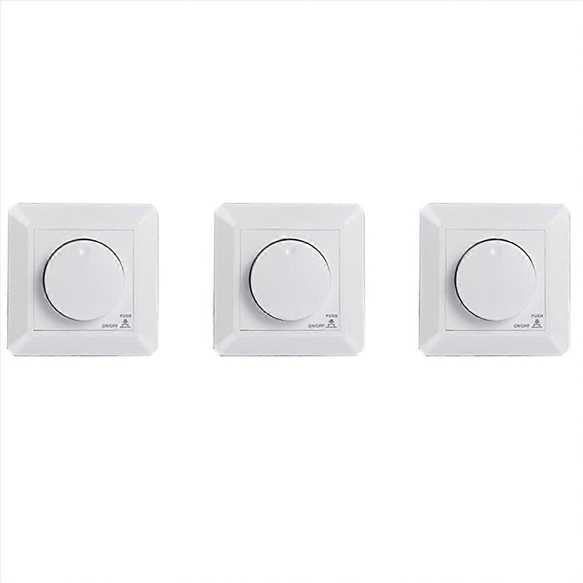 3X LED Dimmer Switch, Flush-Mounted Dimmer for Dimmable LED and Halogen, 5-300 W Dimmer Switch LED, 
