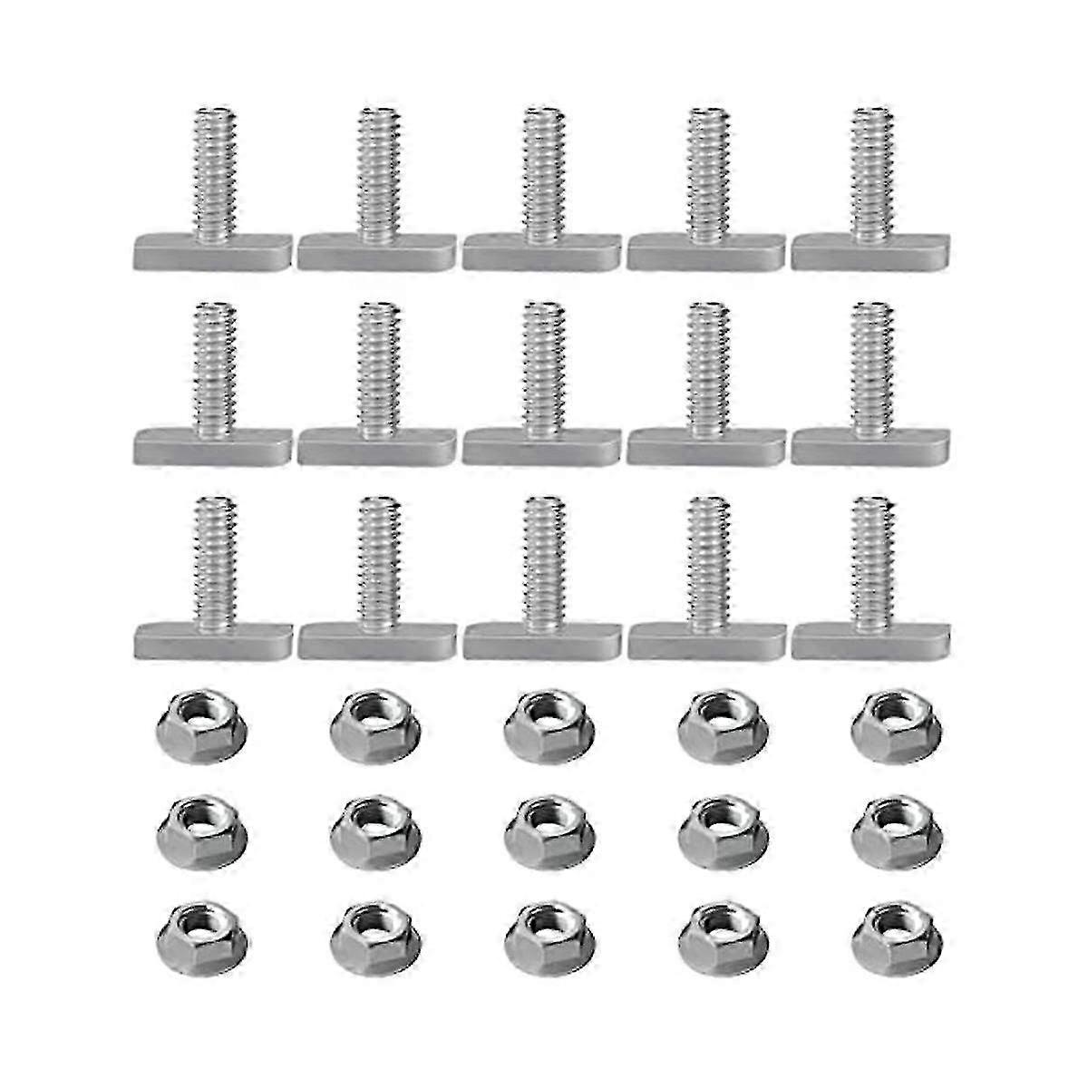 15-Piece M8 x 20 A2-70 T Slot Bolts with Flange Nuts for Rail Track Replacement