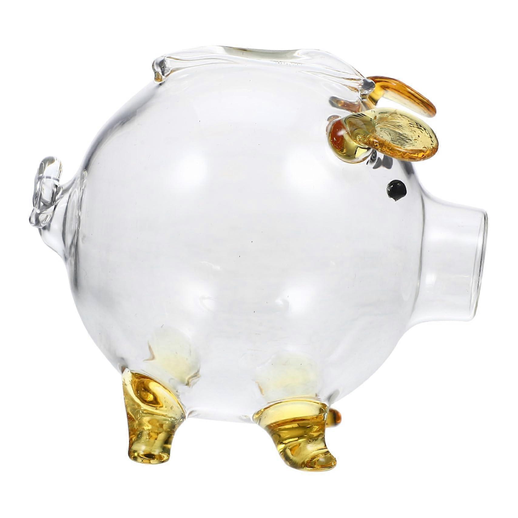 Clear Glass Piggy Bank Borosilicate PigShaped Coin Money Box for Saving Birthdays and Holidays