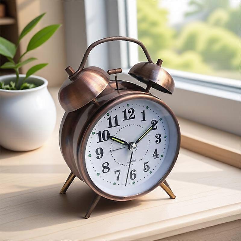 Vintage Twin Bell Alarm Clock with Stereoscopic Dial Backlight Loud Alarm Clock Decorative Desk Clock Home Decor