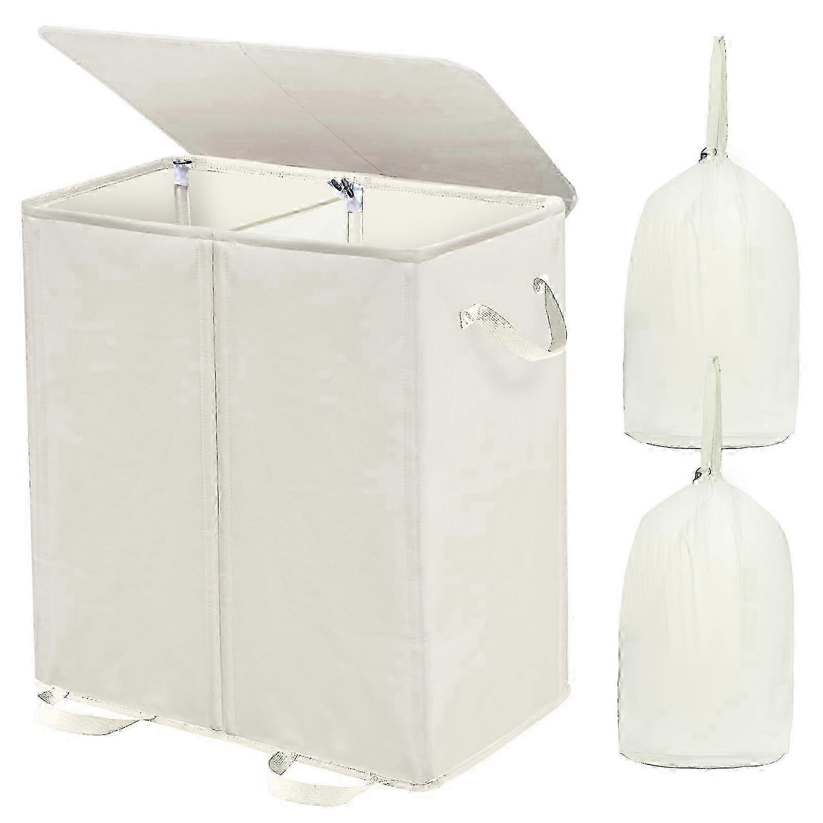 w Large Double Divided Laundry Hamper with 170L Capacity for Efficient Clothes Sorting and Storage