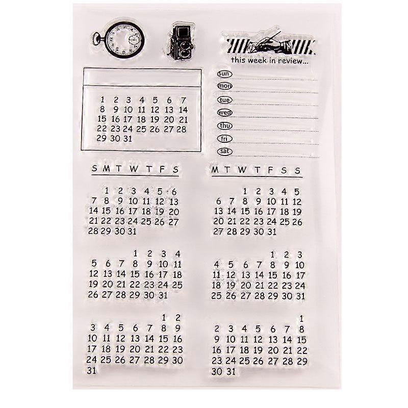 Calendar Time Week Day Year Clock Transparent Clear Silicone Stamp