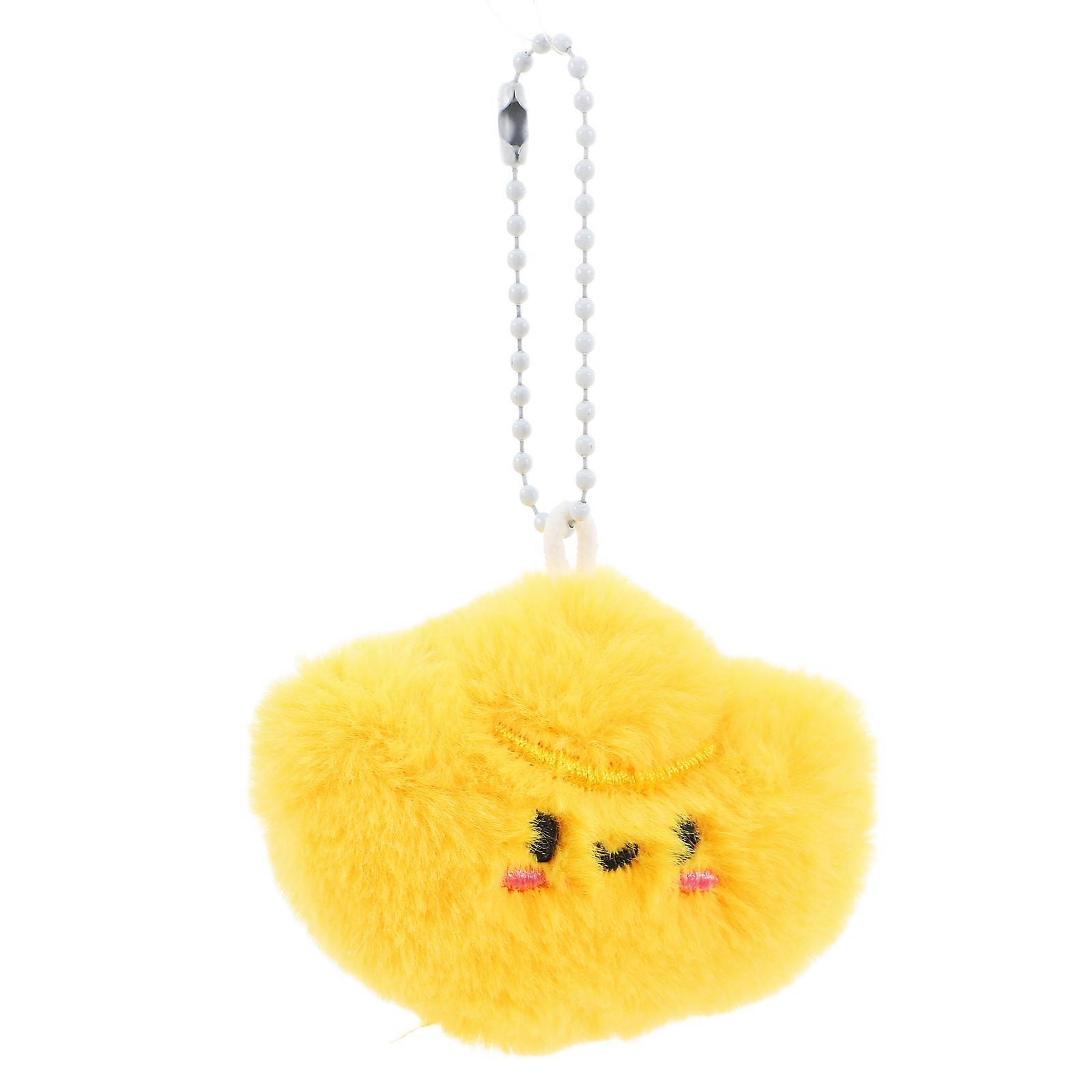 Yellow Plush Doll Pendant for Decor with Squeaky Fun Keychain Charm
