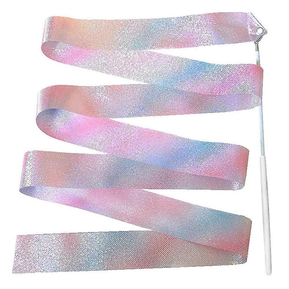 2/4M Flashing Dance Ribbon with Wand Sparkling Dance Ribbon Multifunction Twirling Ribbon Streamer Aesthetic for Talent Shows