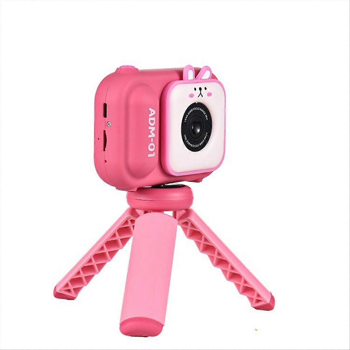 S11 48MP Handheld Bracket HD Dual-Lens Children Camera with Photo Video Support Fixed Multifunctional Camera,Pink