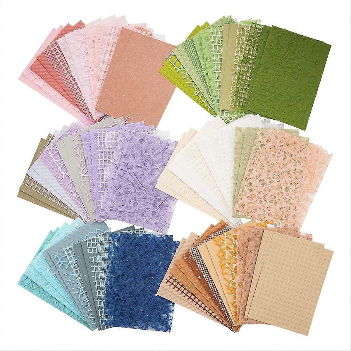 96 Sheets Textured Scrapbook Paper and Mesh Fabric Assorted Set