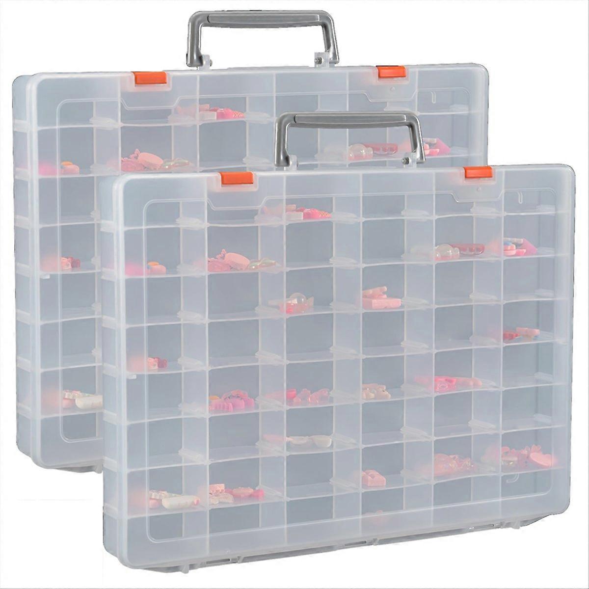 2 Pack Large 48 Grids Clear Plastic Organizer Boxes
