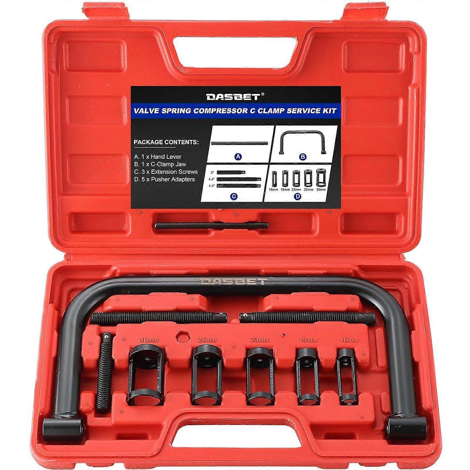 Valve Spring Compressor Tool Kit with Heavy Duty C Clamp for Cars Motorcycles ATVs Small Engines Red