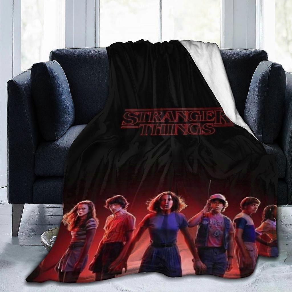 Couverture décorative premium en flanelle microfibre inspirée du film d'horreur Stranger Things. Contactez le vendeur pour un motif personnalisé gratuit.