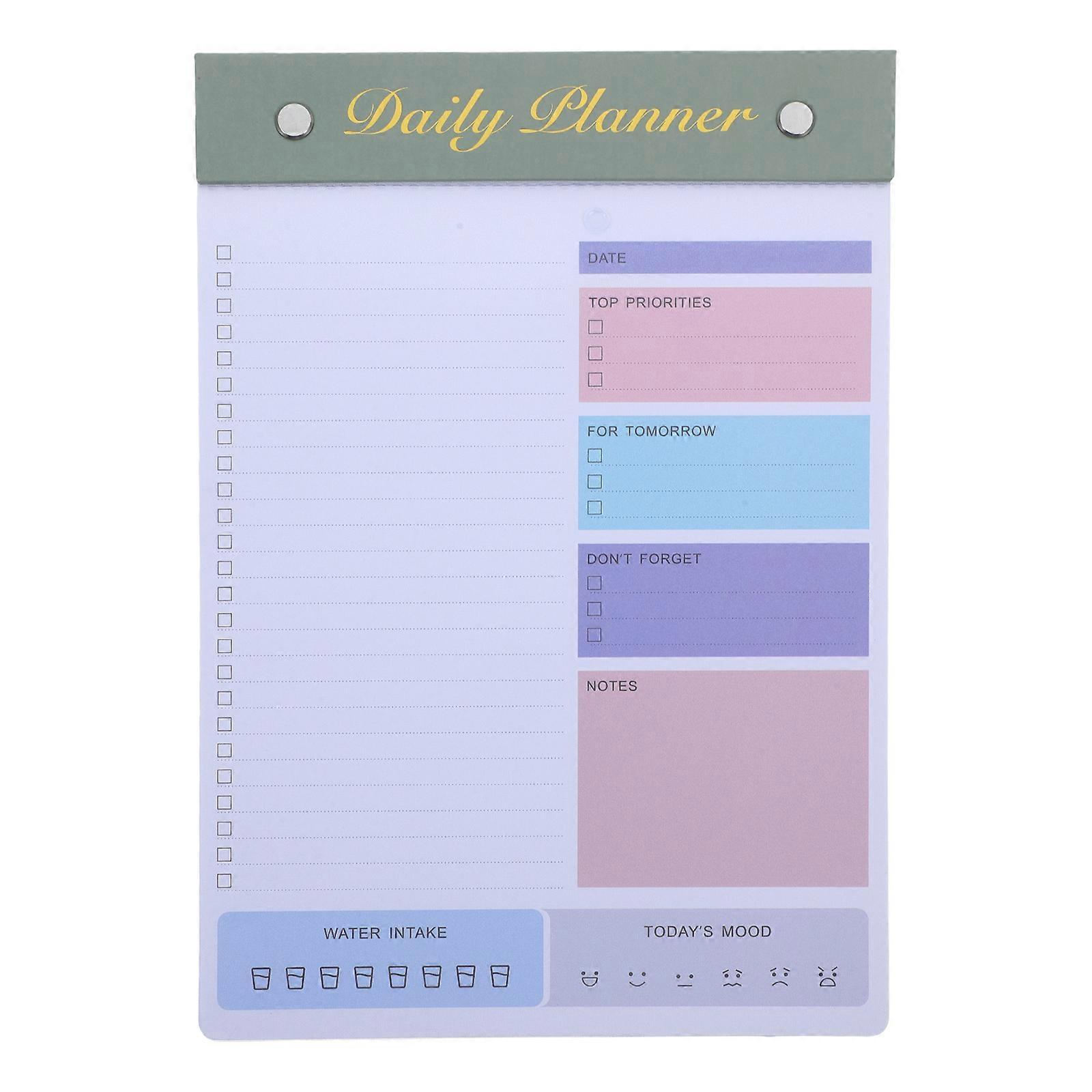 Tearable Planner Notepad for Office Use with Green Cover