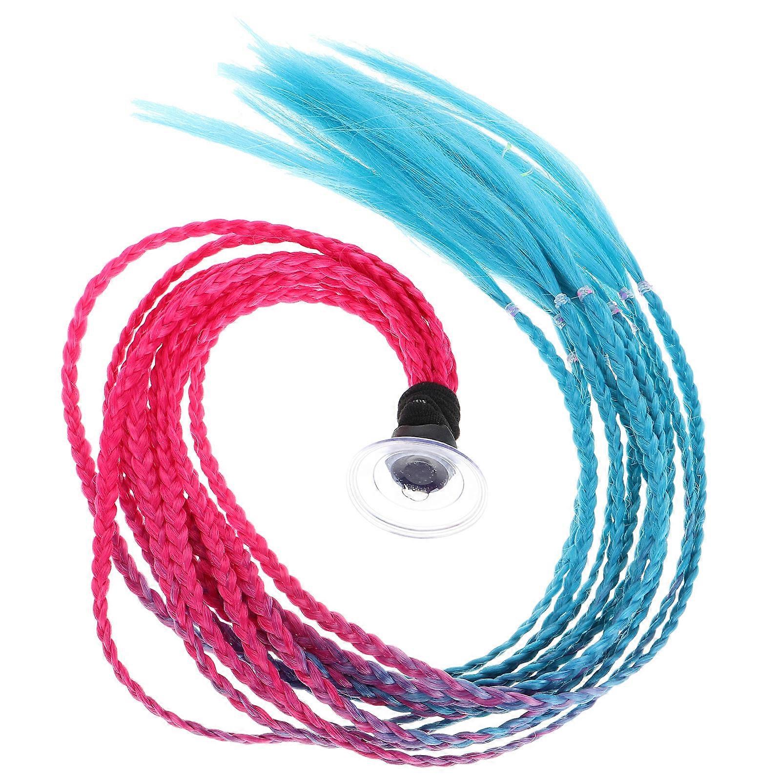 Motorcycle Braid Ponytail with Suction Cup Colorful Hair Strings 5Pcs