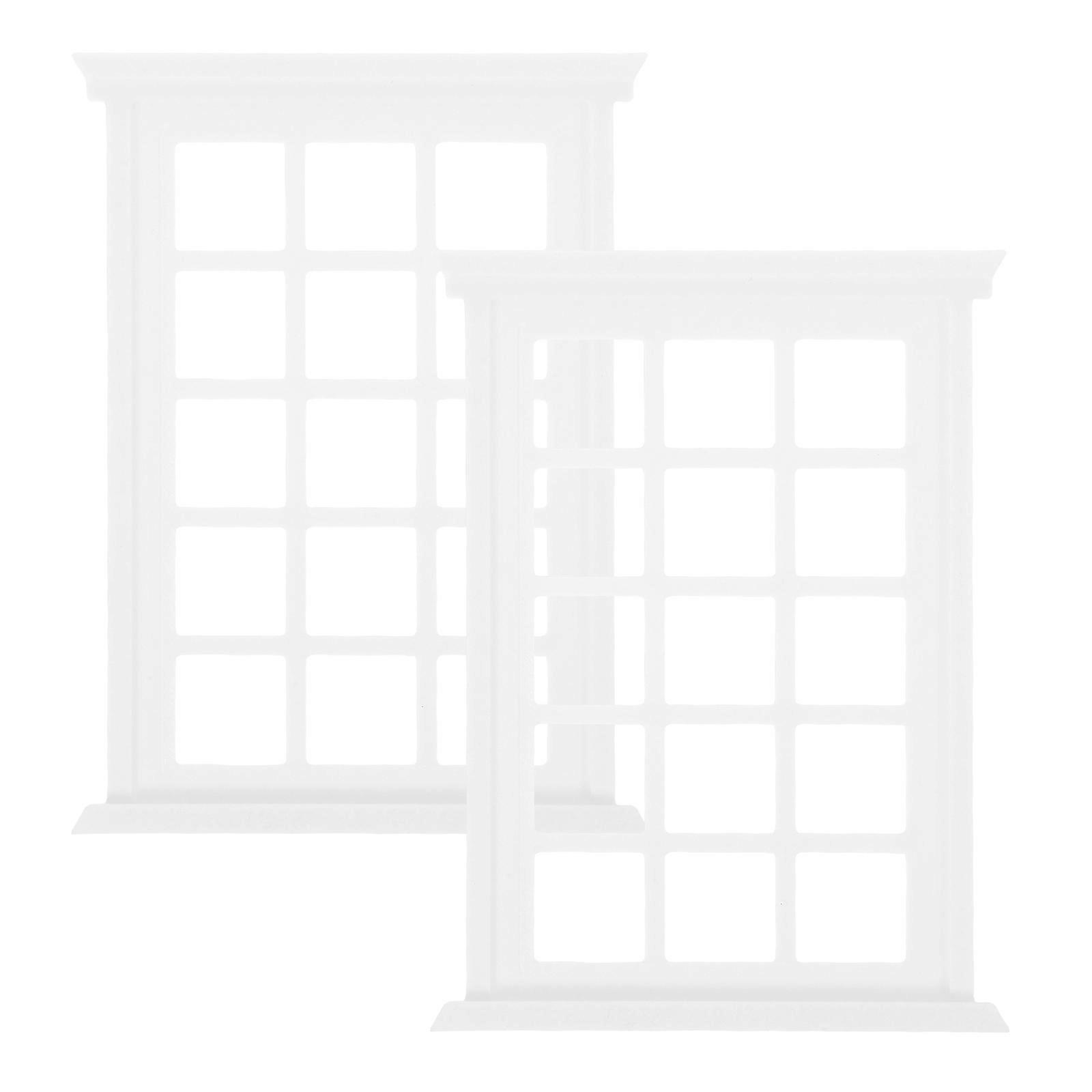 Miniature Window Model Tiny Window Frames for Decoration 2Pcs Pla White