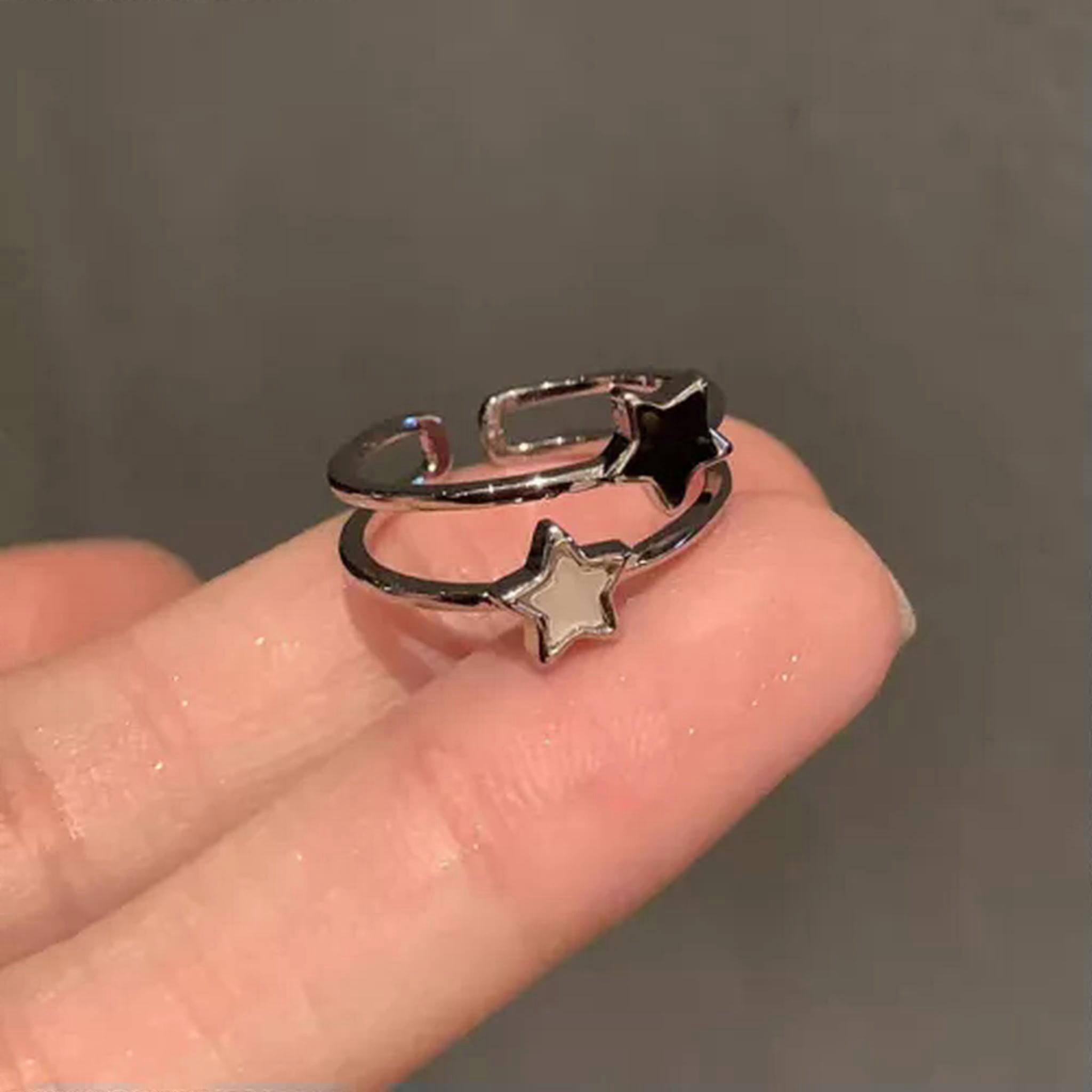 RSAMD Letter Star Opening Adjustable Ring Simple Punk Exquisite Finger Rijo-A1