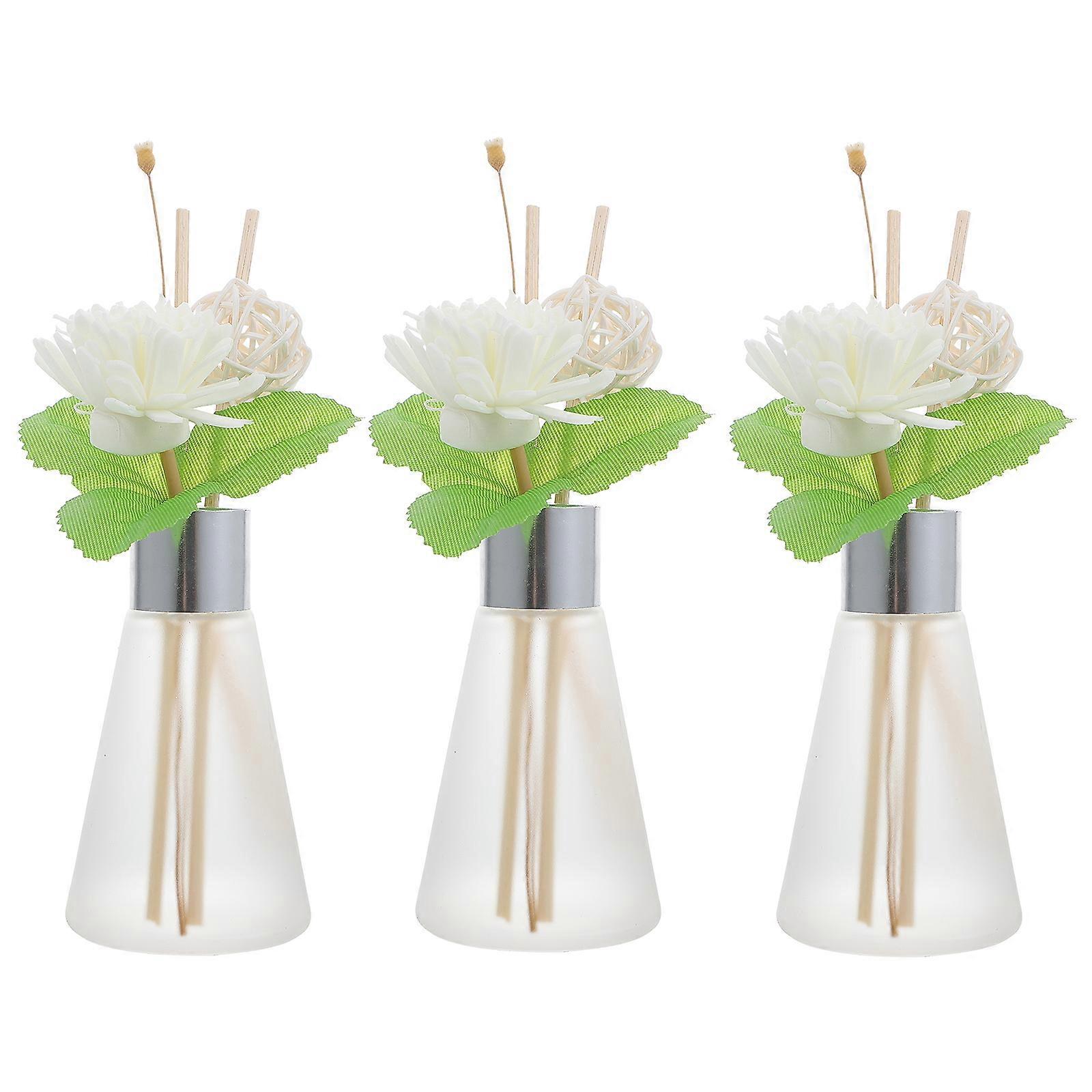 Aroma Diffuser Bottle Glass Diffuser Bottle for Decor 3Pcs Set with Dried Flower Rattan